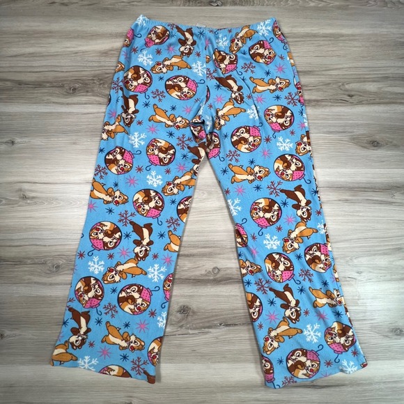 Disney Chip and Dale Pajama Pants Loungewear Blue Women's Medium‎ Cartoon - Picture 2 of 7